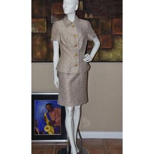 Lourdes Chavez Haute Couture Tweed Silk Skirt Designer Suit Size 10 NEW!!!